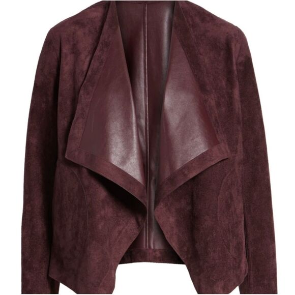 BB DAKOTA Teagan Reversible Faux Suede/Leather Waterfall Front Jacket, Sz S - Picture 1 of 11